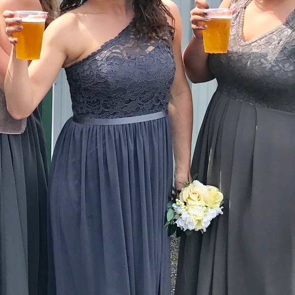 david's bridal grey bridesmaid dress